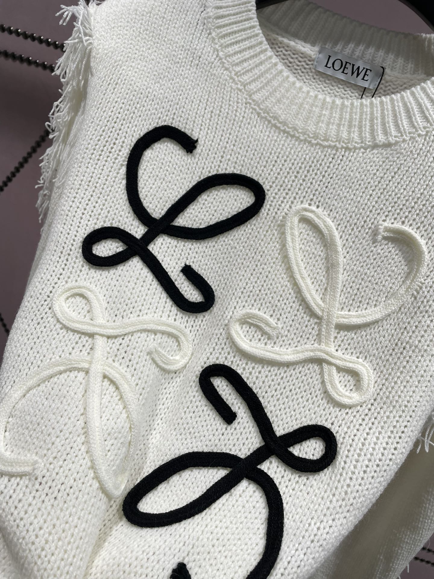 [TOP] LOEW Fringed Crocheted Logo Sweater - 4 Colors - LOEWE