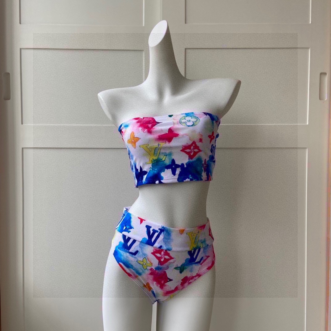 [TOP] L&V print tie-dye bikini LV Louis Vuitton