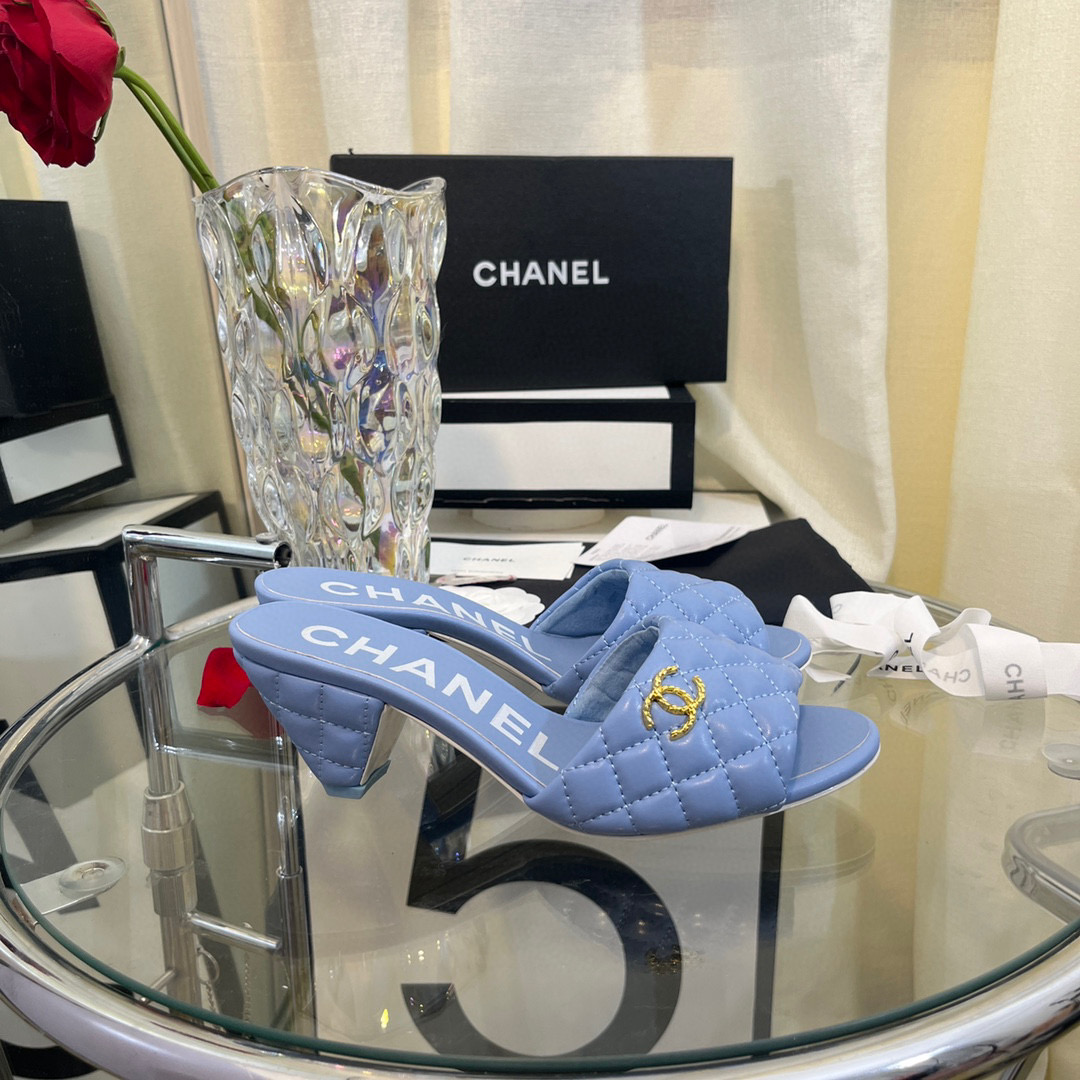 [TOP] CH@NEL mules lambskin - Light Purple - Chanel