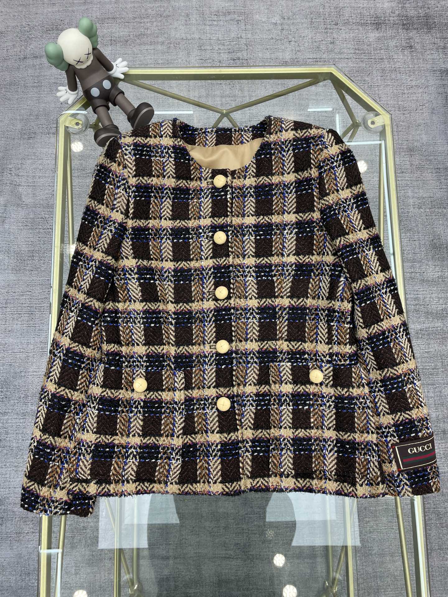 [TOP] CH@NEL Plaid Crew Neck Coat - Chanel