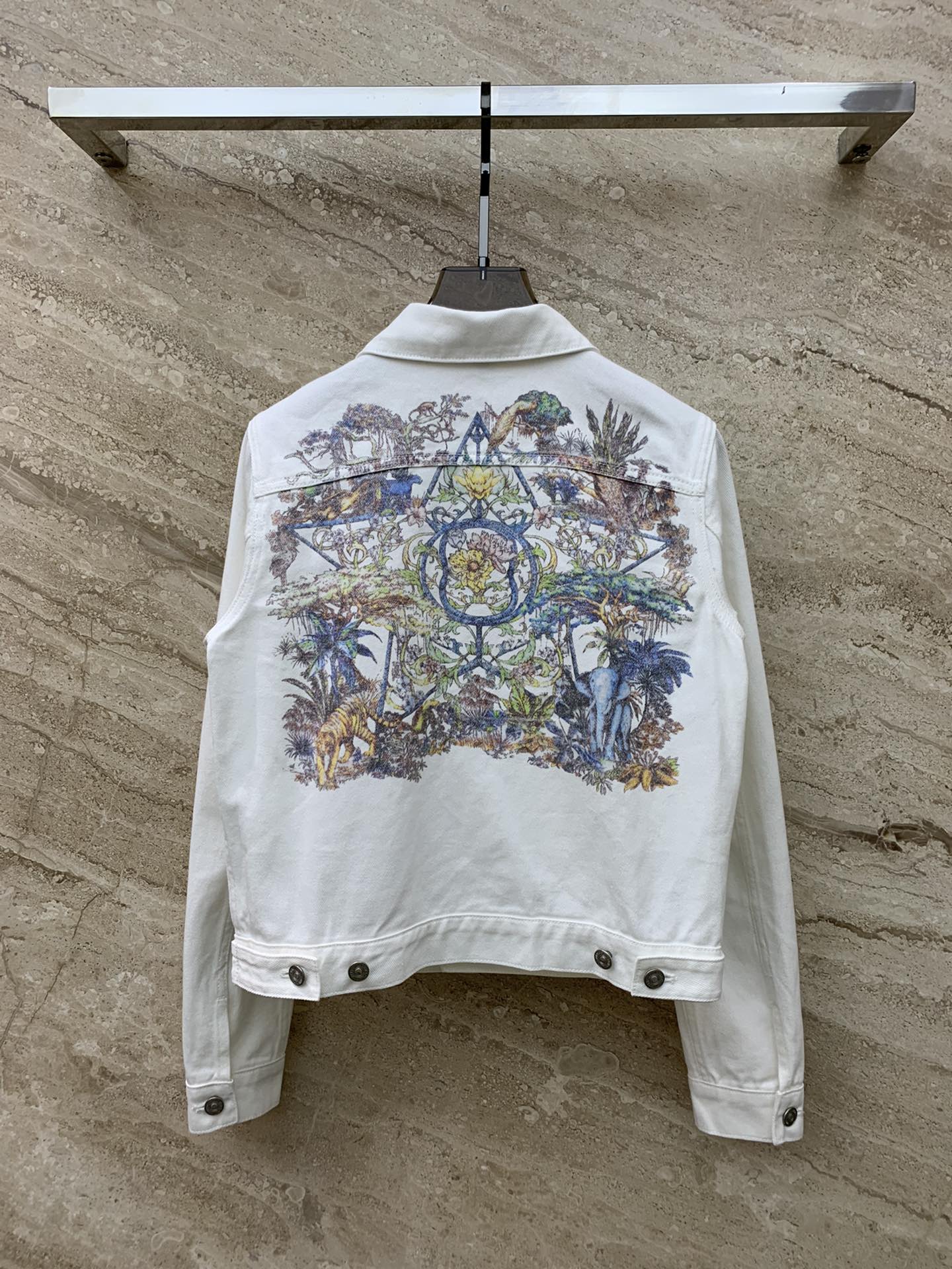 [TOP] D!or Printed Denim Jacket -White - Dior