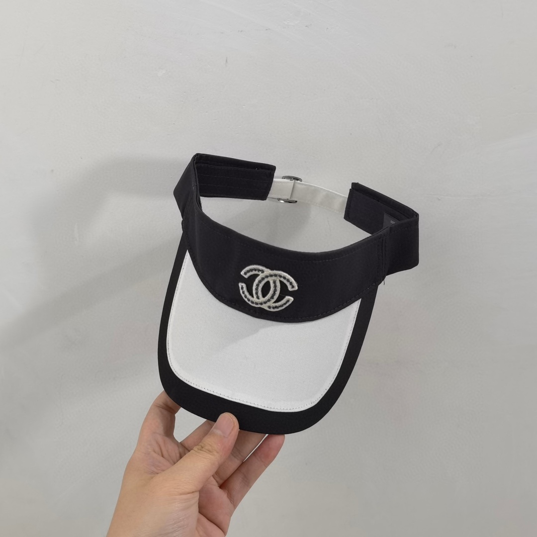 [TOP] CH@NEL Sun Cap - Black / White - Chanel