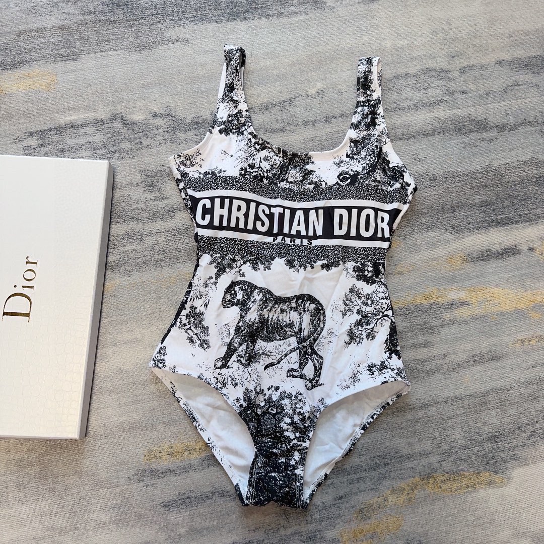 [TOP] D!or Animal Jungle one piece swimsuit - black - Christian Dior