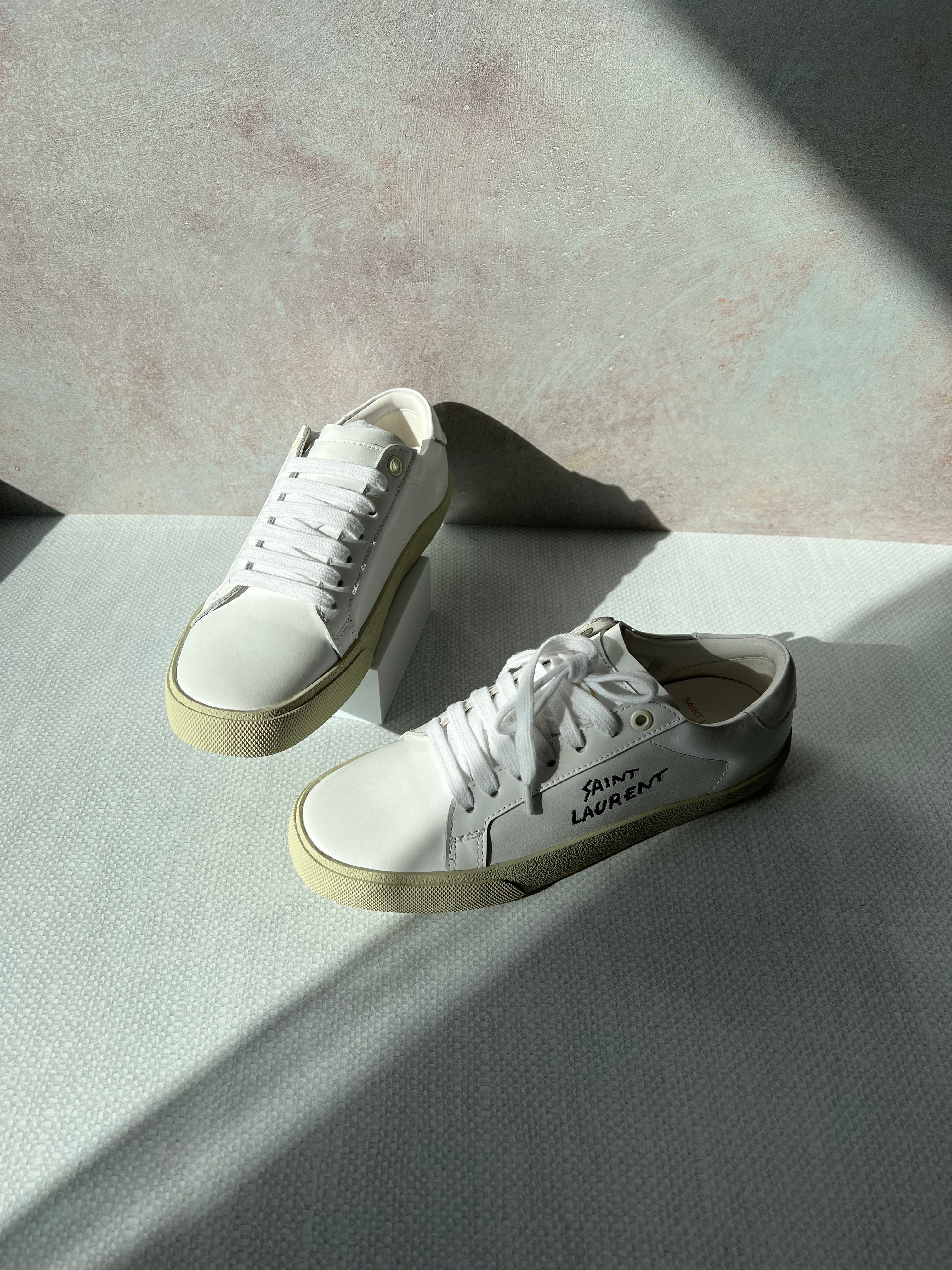 [TOP] Y$L Leather Sneakers - White - Ysl Yves Saint Laurent