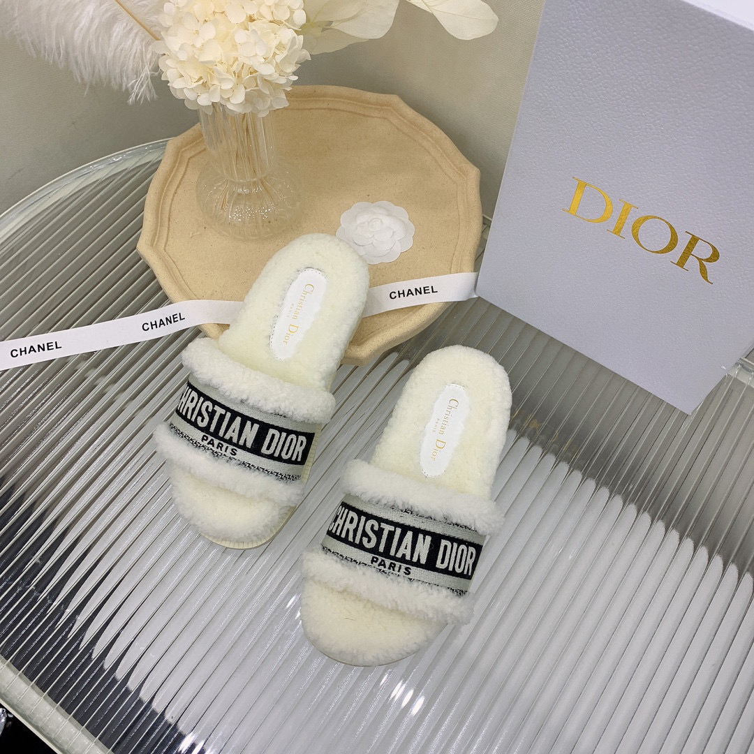 [TOP] D!or Christian Dior D-Way Slide Embroidered Cotton and Shearling - 20 Colours - Christian Dior
