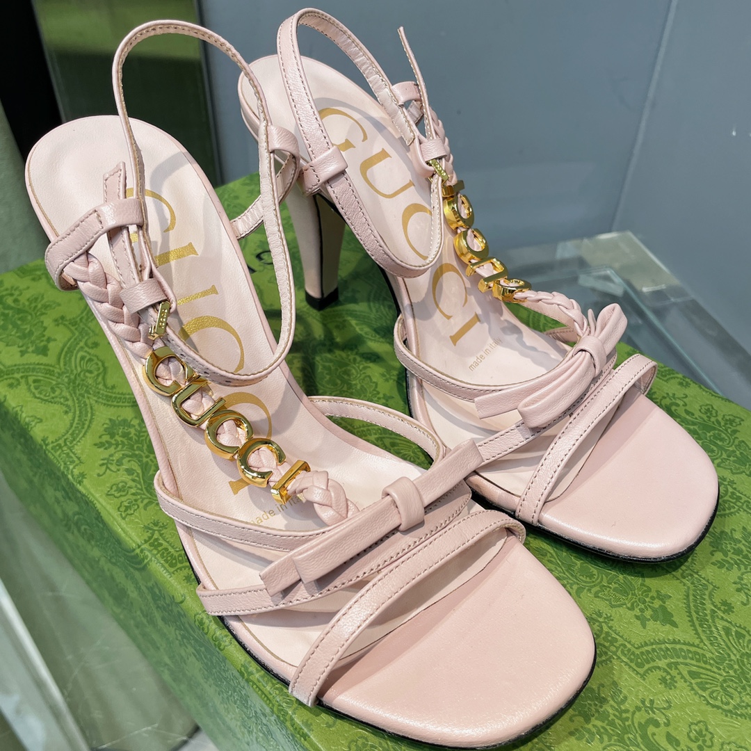 [TOP] GUCC! Woven Braid Gucci Metal Buckle Sandals - Pink - Gucci