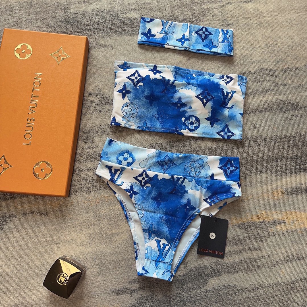 [TOP] L&V blue print tie-dye bikini LV Louis Vuitton