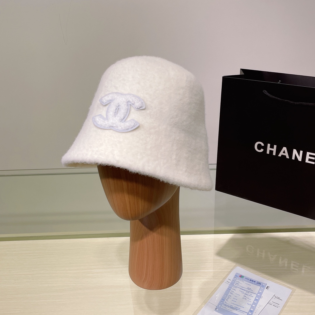 [TOP] CH@NEL Lamb Bucket Hat  - 2 Colors - Chanel