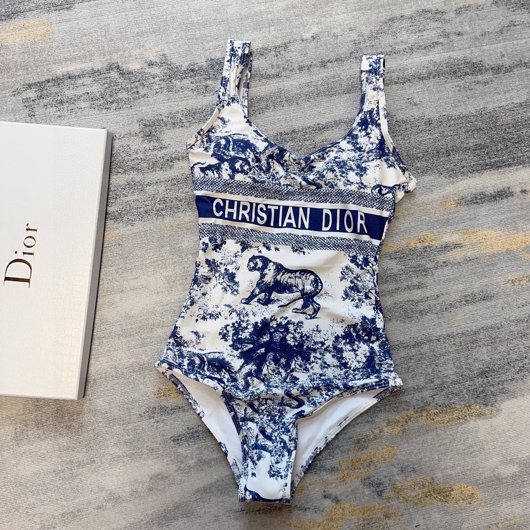 [TOP] D!or Animal Jungle one piece swimsuit - dark blue - Christian Dior