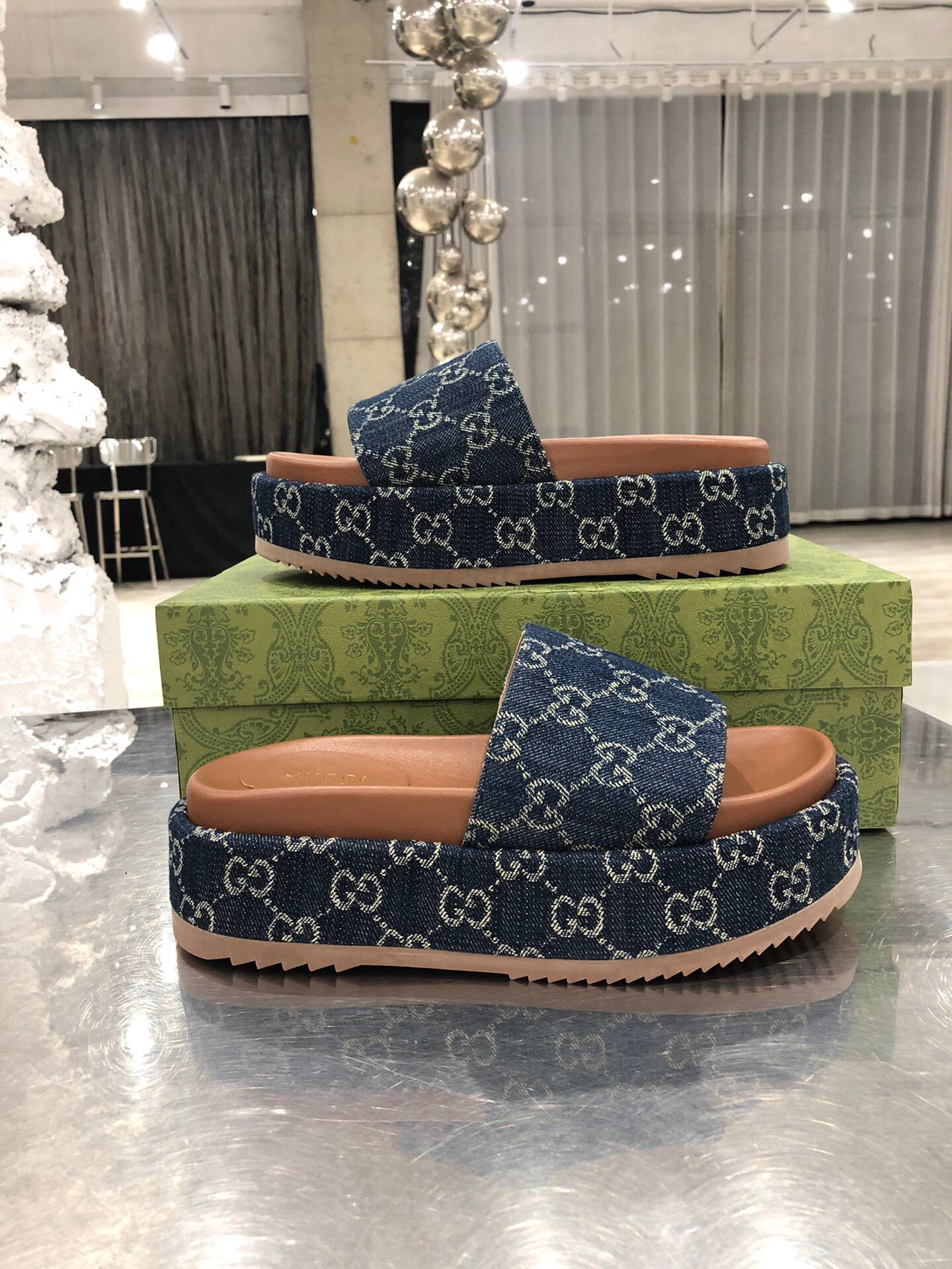 [TOP] GUCC! Denim Sandals Platform - Blue - Gucci