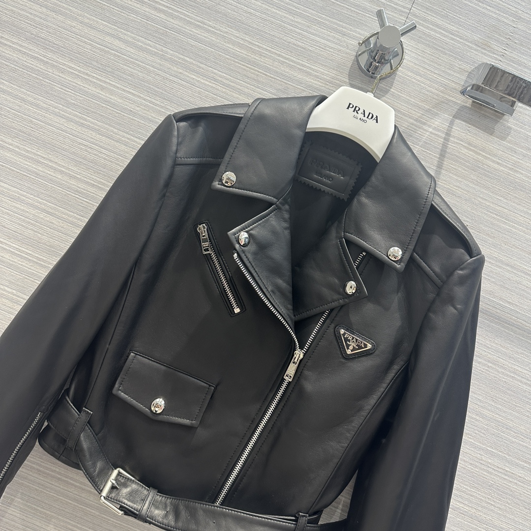 [TOP] PR@DA Leather Biker Jacket - Prada
