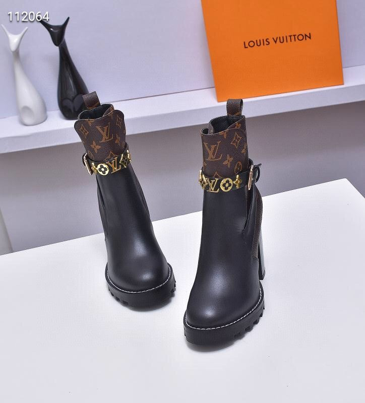 [TOP] L&V V Ankle Boots Monogram Metal Charm - Black - LV Louis Vuitton