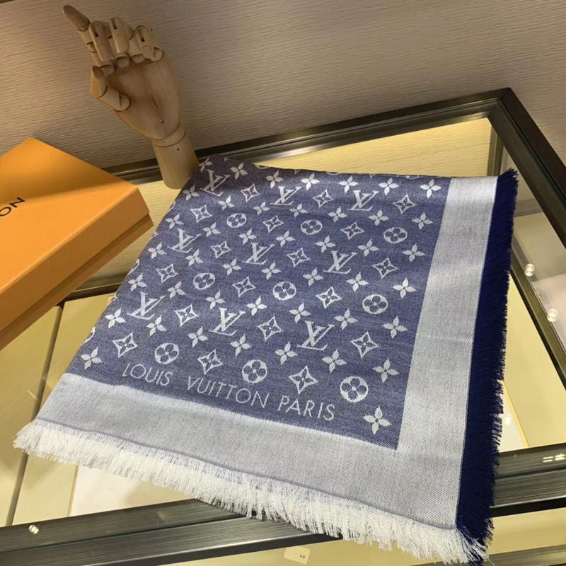 [TOP] L&V L*V Monogram Shawl - Blue Denim - LV Louis Vuitton