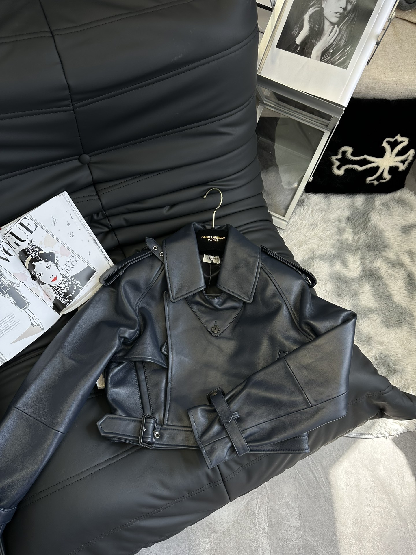 [TOP] Y$L Leather Biker Jacket - Black - Ysl Yves Saint Laurent