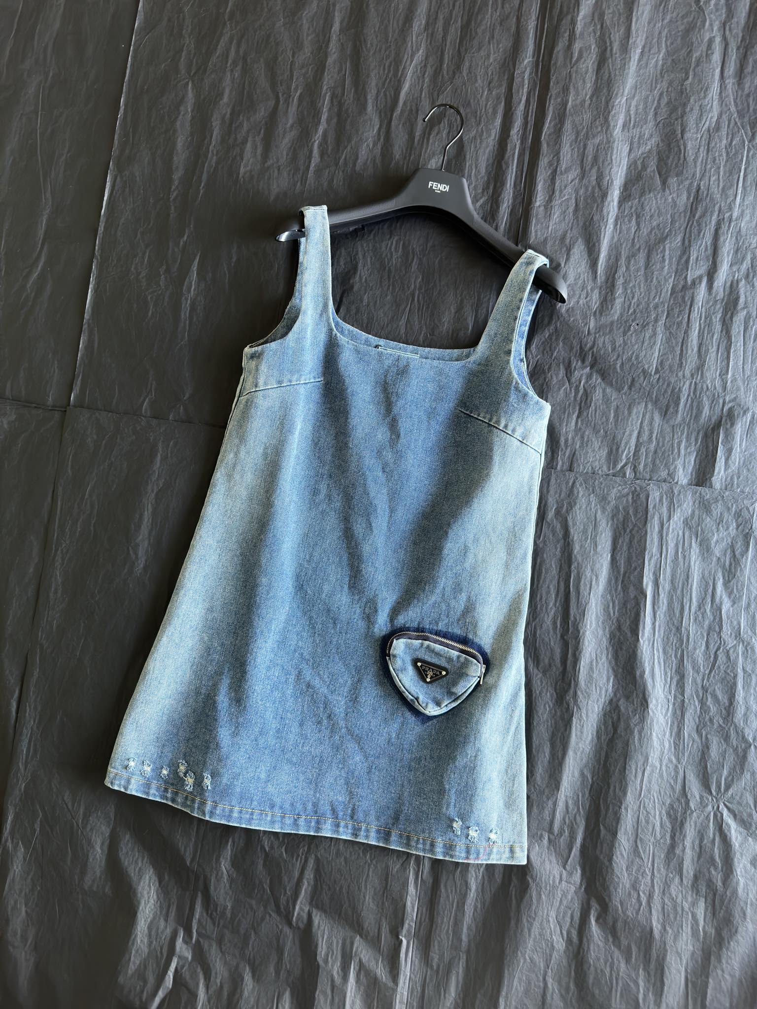 [TOP] PR@DA Denim Strap Dress - Prada