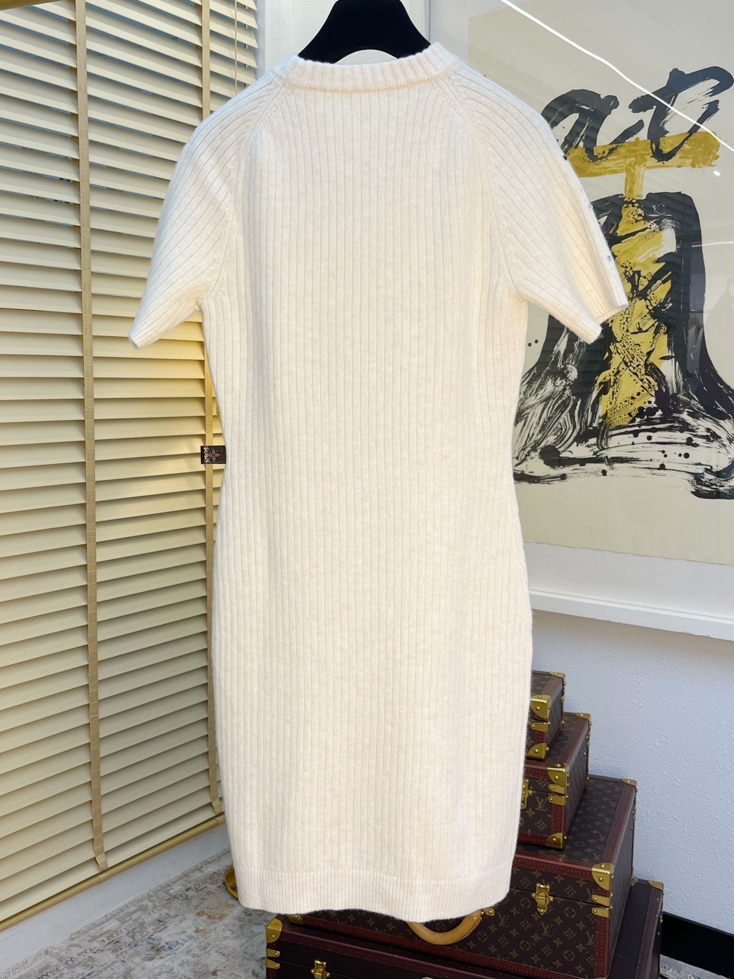 [TOP] L&V Round Neck Dress - White - LV Louis Vuitton