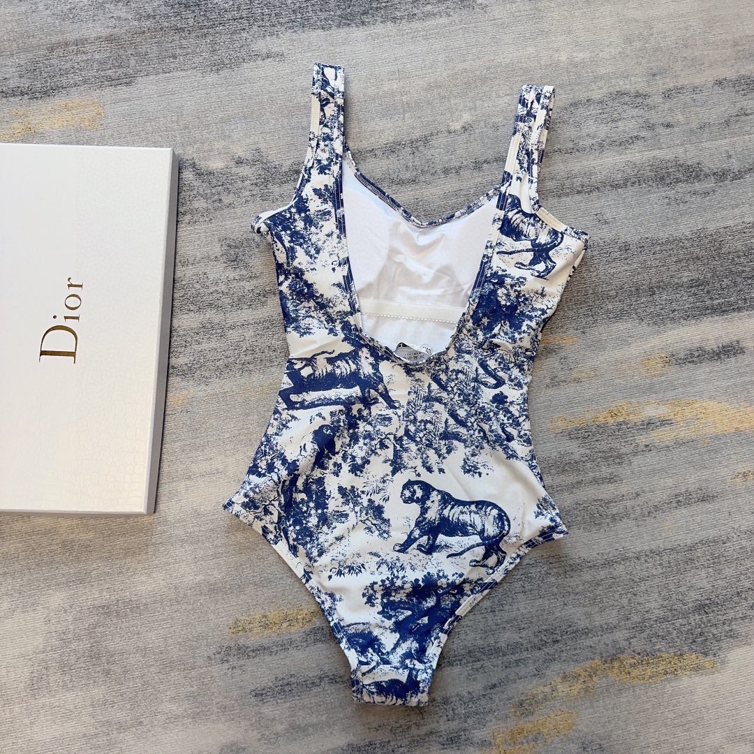 [TOP] D!or Animal Jungle one piece swimsuit - dark blue - Christian Dior