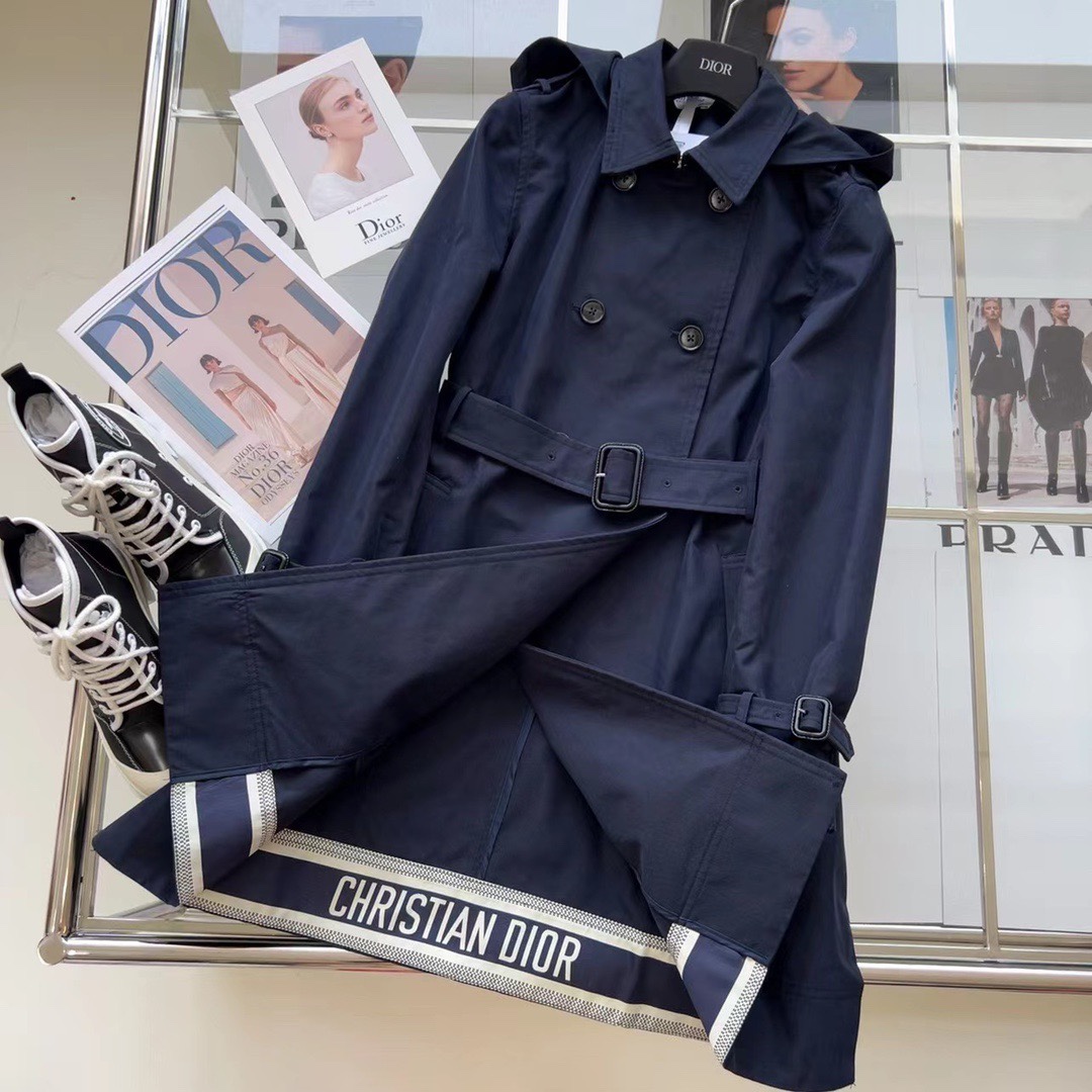 [TOP] D!or Double Dreasted Hooded Jacket - Blue  - Dior