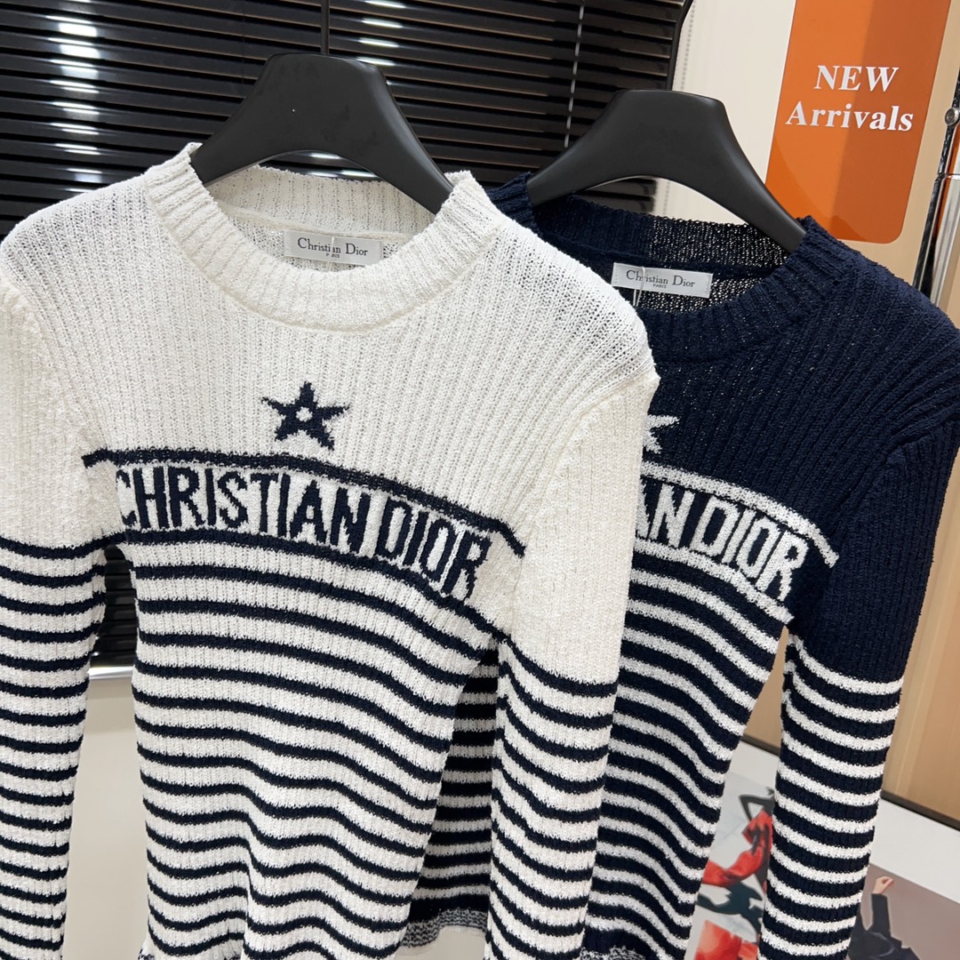 [TOP] D!or Striped Long Sleeve Sweater - 2 Colors - Dior