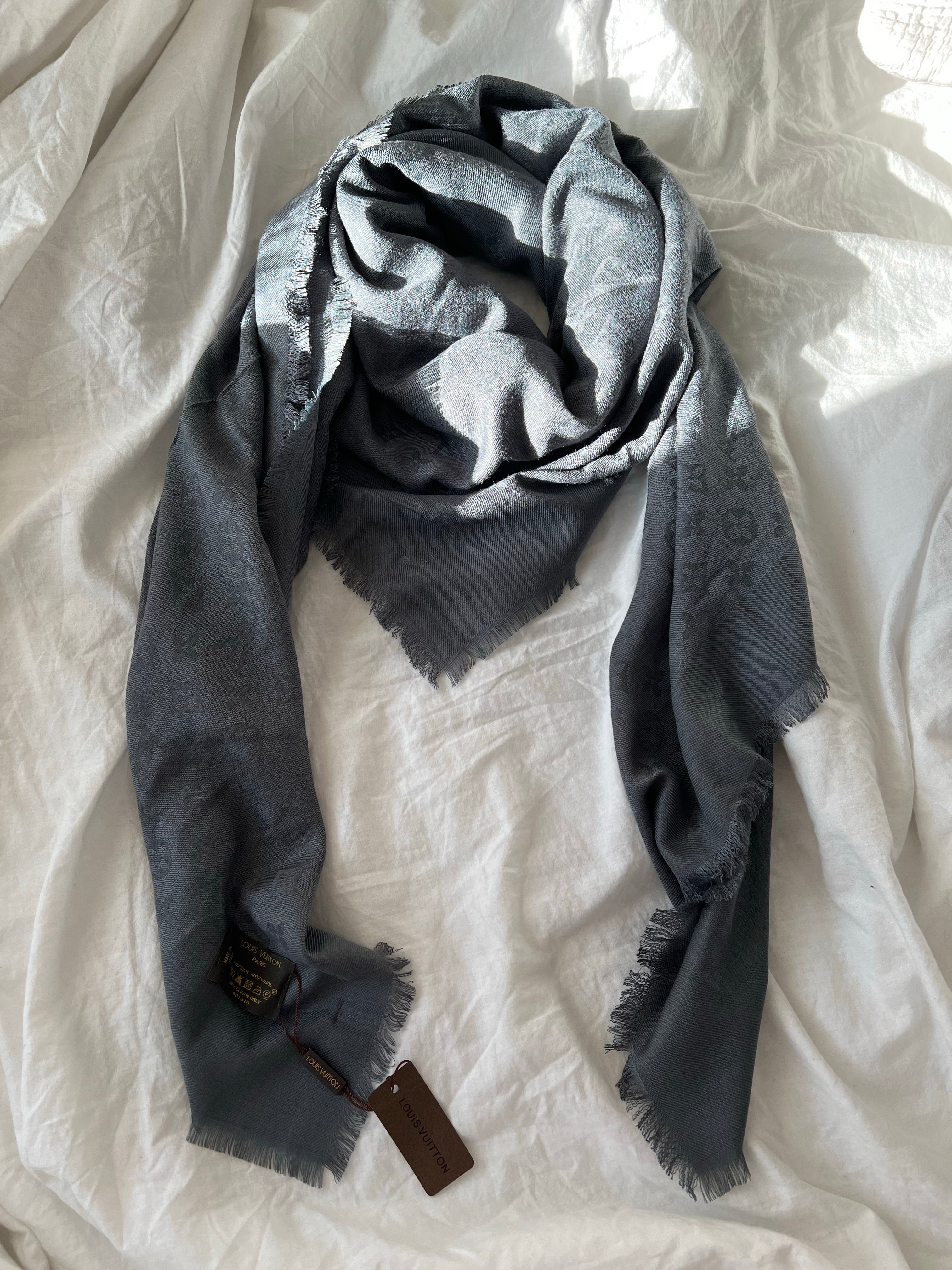 [TOP] L&V L*V Big Square Scarf - Grey - LV Louis Vuitton
