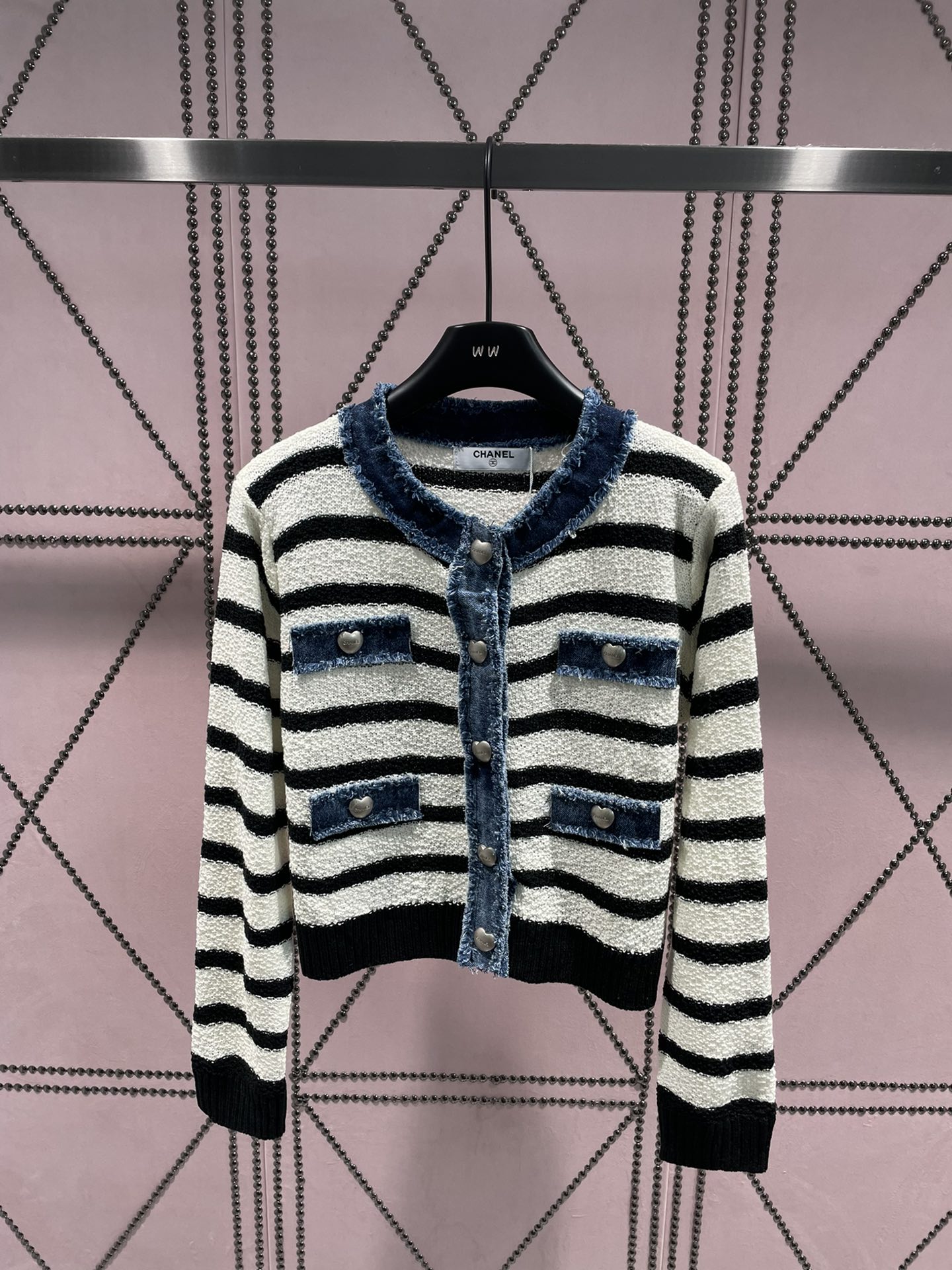 [TOP] CH@NEL Retro Denim Color Block Knit Cardigan - 2 Colors - Chanel