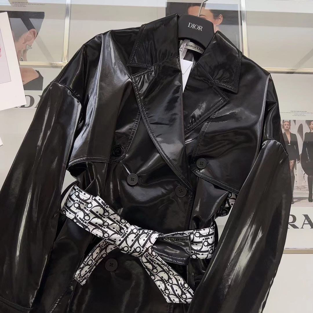 [TOP] D!or Monogram Belt Coat - Black  - Dior