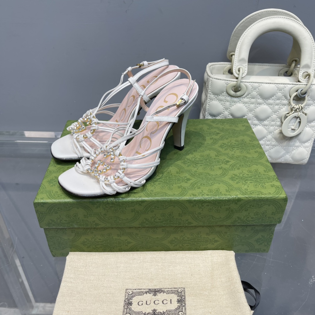 [TOP] GUCC! Lsa Diamond Sandals  - White - Gucci