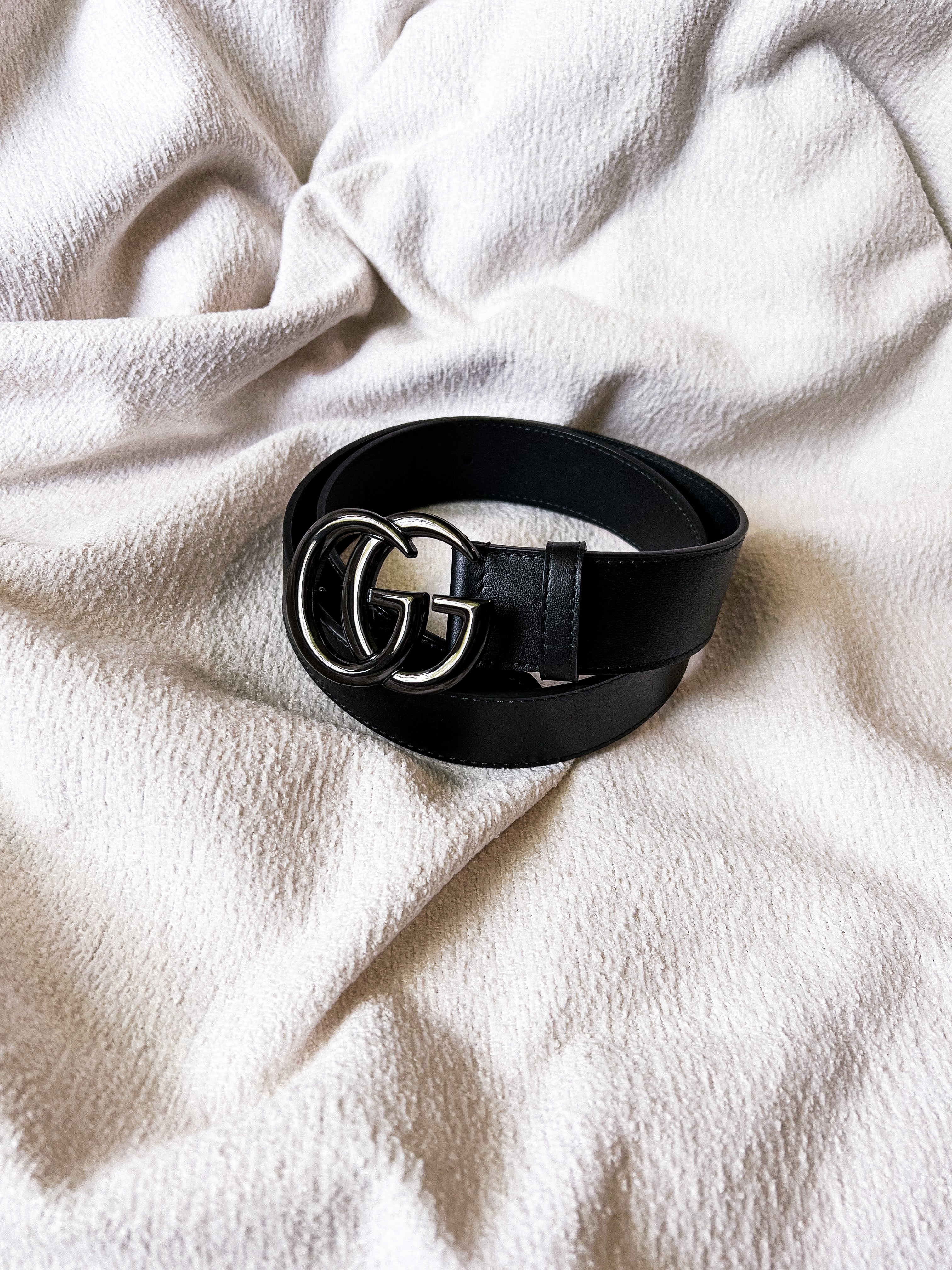 [TOP] GUCC! G*G Classic Leather Belt - All Black - Gucci
