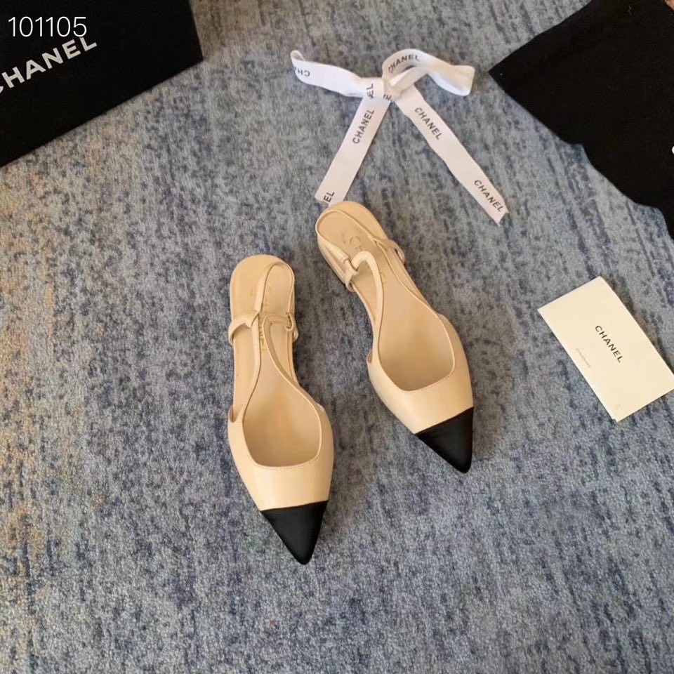 [TOP] CH@NEL Two Tone Pointed Flats  - 2 Colours - Chanel