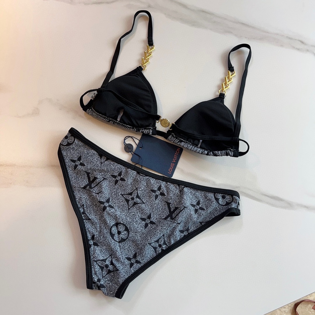 [TOP] L&V Classic Logo Bikini - Gray - LV Louis Vuitton
