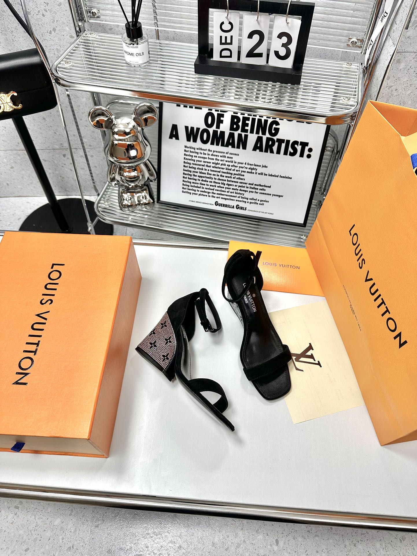 [TOP] L&V L*V Diamond Sandals High Heels - balck -  LV Louis Vuitton