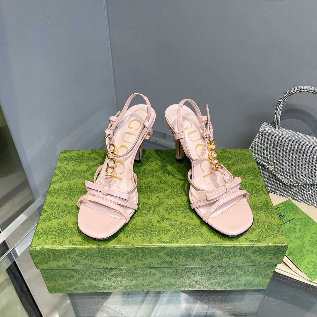 [TOP] GUCC! Woven Braid Gucci Metal Buckle Sandals - Pink - Gucci
