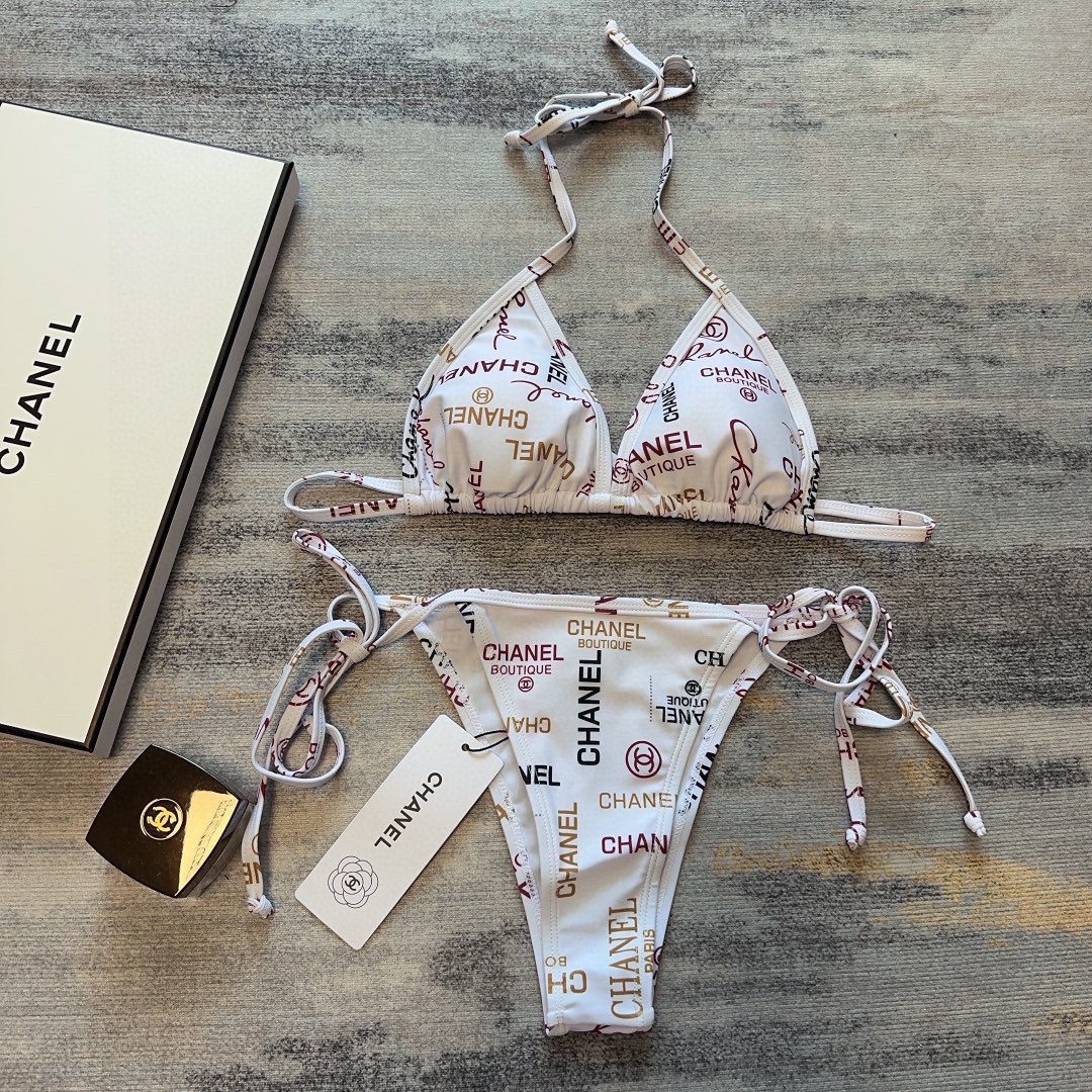 [TOP] CH@NEL Monogram Bikini - White - Chanel