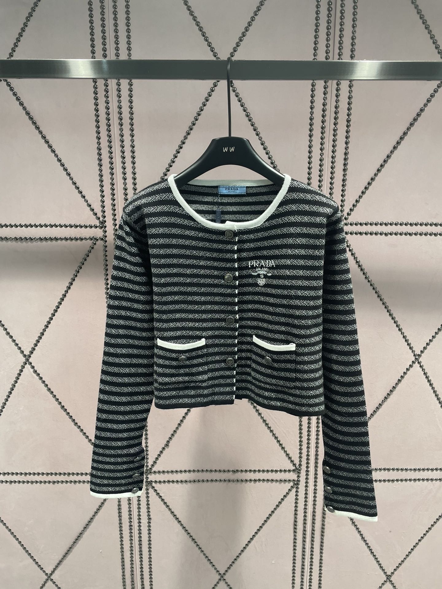 [TOP] PR@DA Embroidered Cardigan - Black - Prada