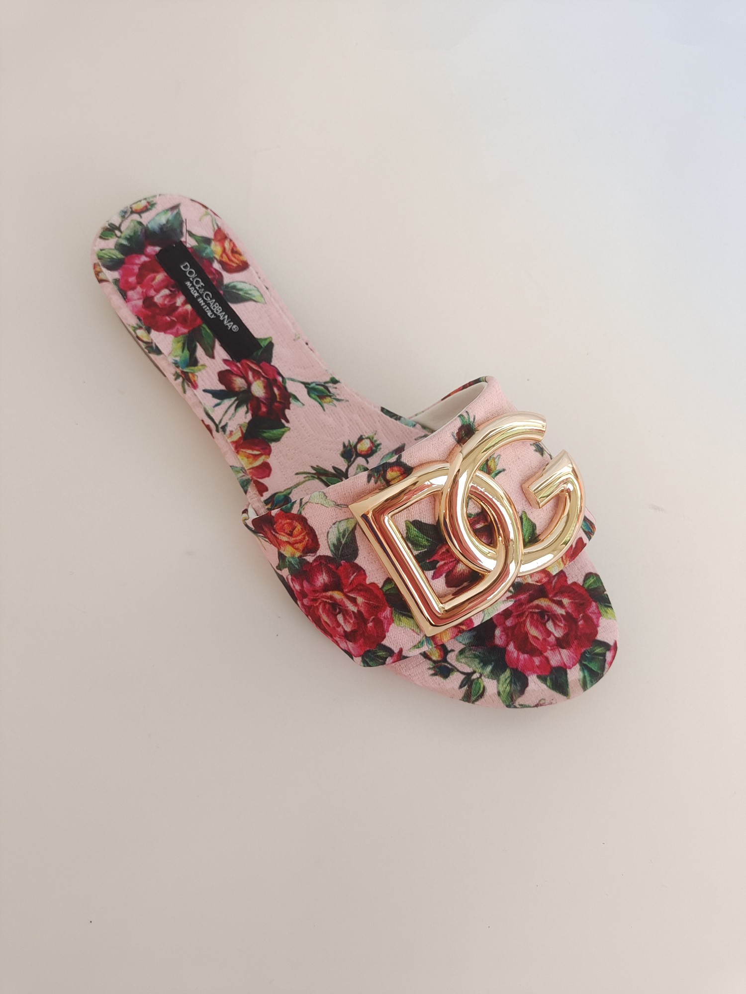 [TOP] D^G Slides Leather - Red and Pink Flowers - Dolce&Gabbana