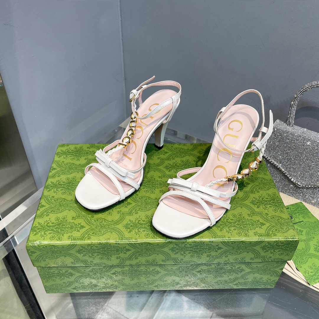 [TOP] GUCC! Woven Braid Gucci Metal Buckle Sandals - White - Gucci