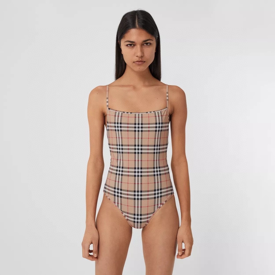[TOP] BURBRRY Classic One-Piece Swimsuit - Brown - Burberry