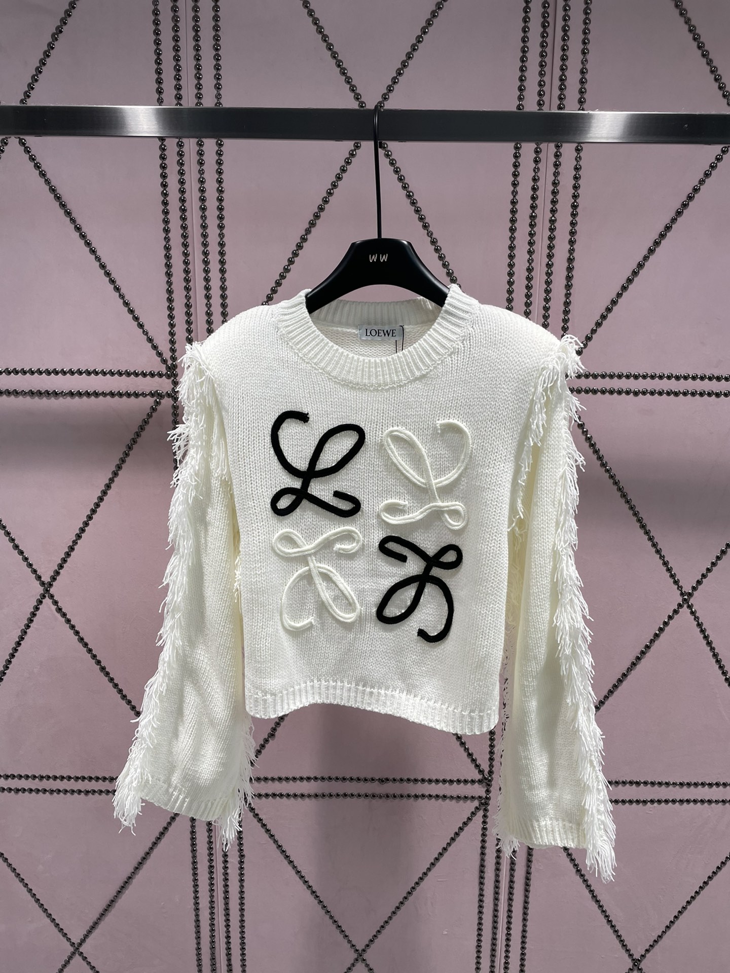 [TOP] LOEW Fringed Crocheted Logo Sweater - 4 Colors - LOEWE