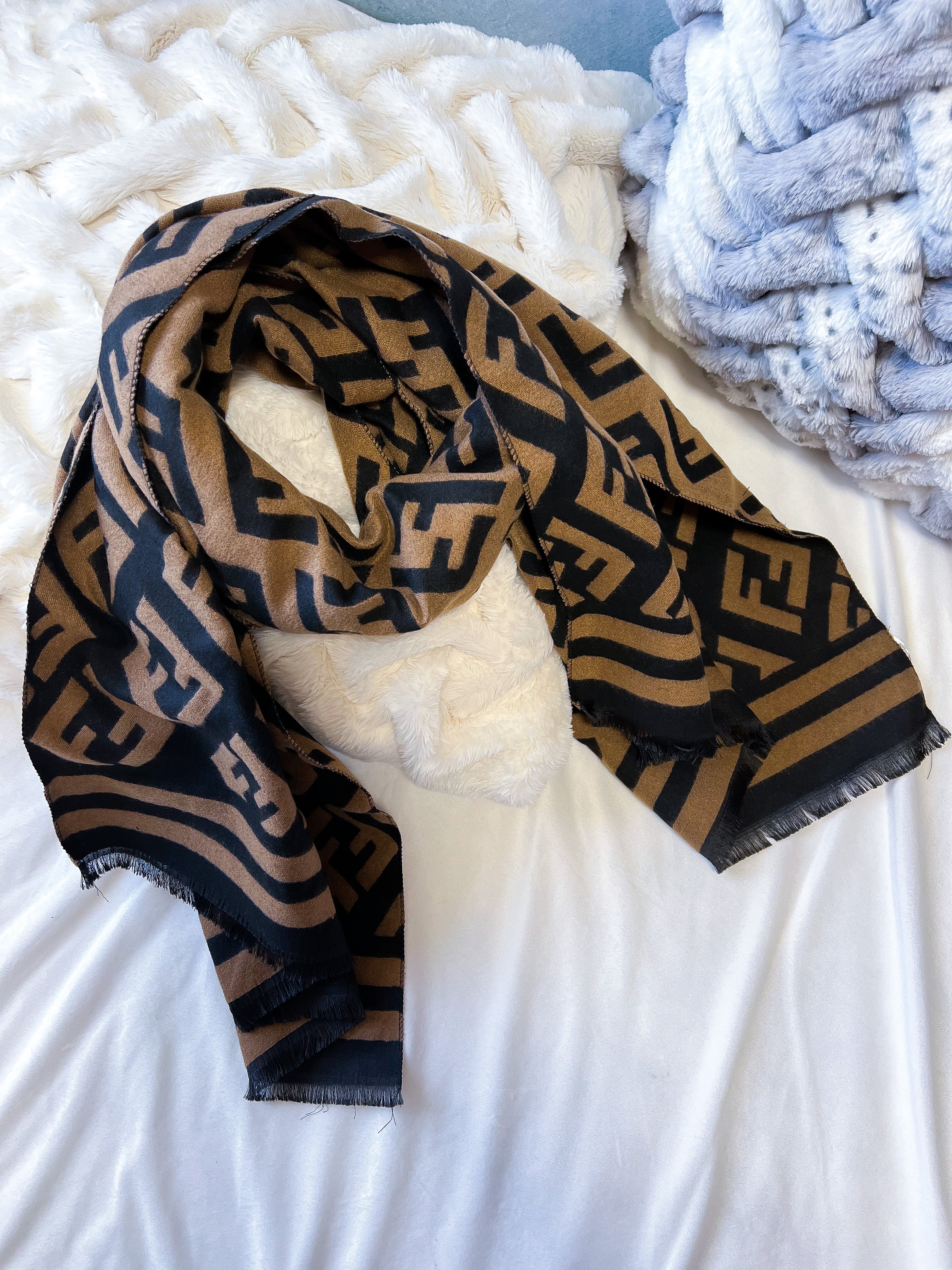 [TOP] FNDI FD Inspired Wool Scarf - Fendi