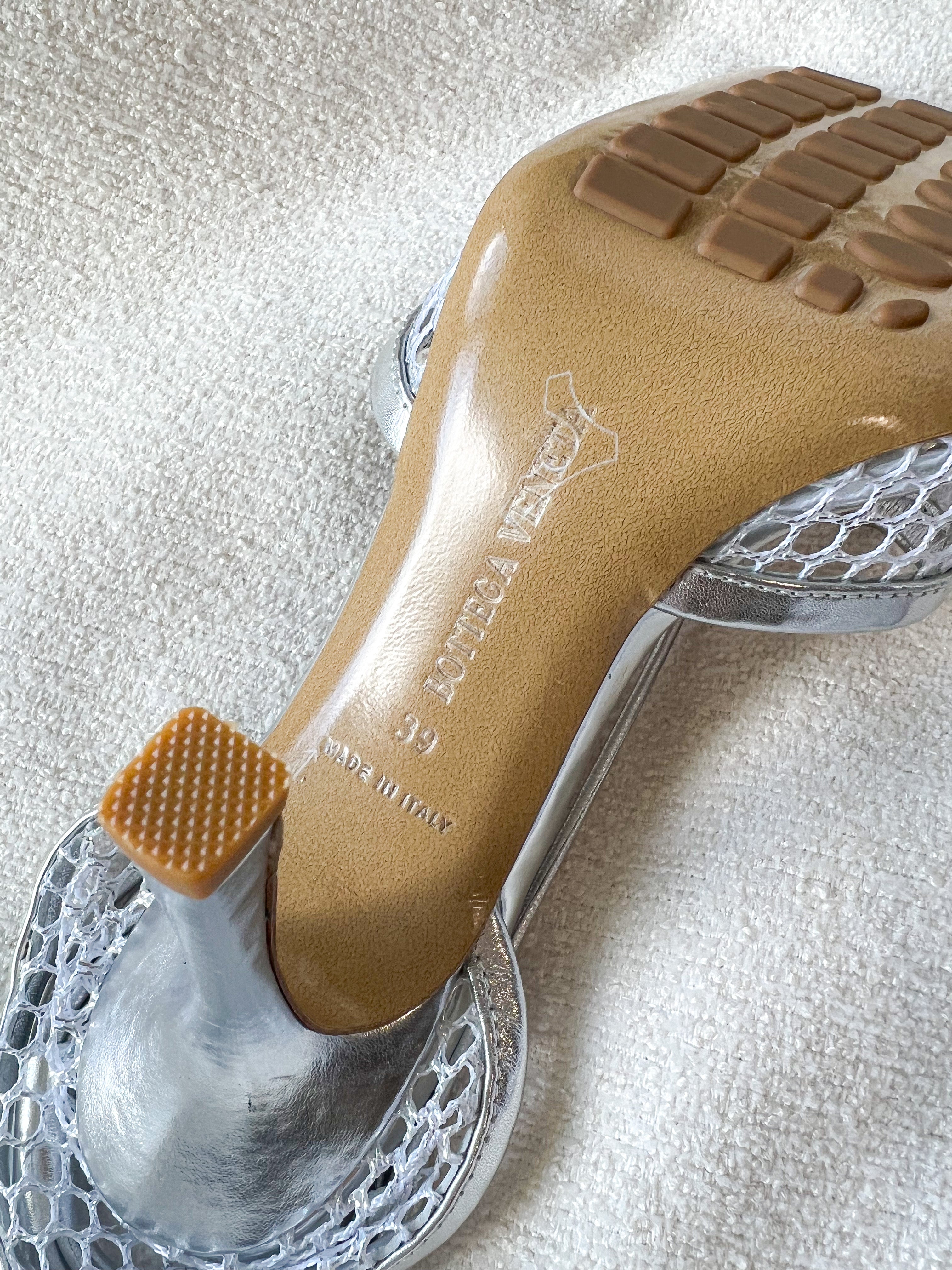 [TOP] B&V BV Stretch High Heels - Silver - Bottega Veneta