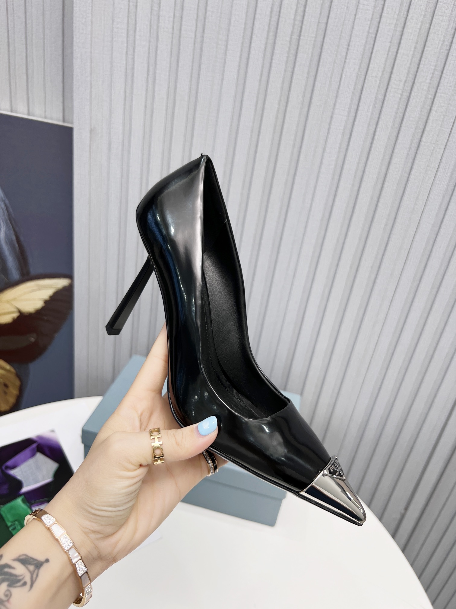 [TOP] PR@DA Triangle Logo High Heel - Black - Prada