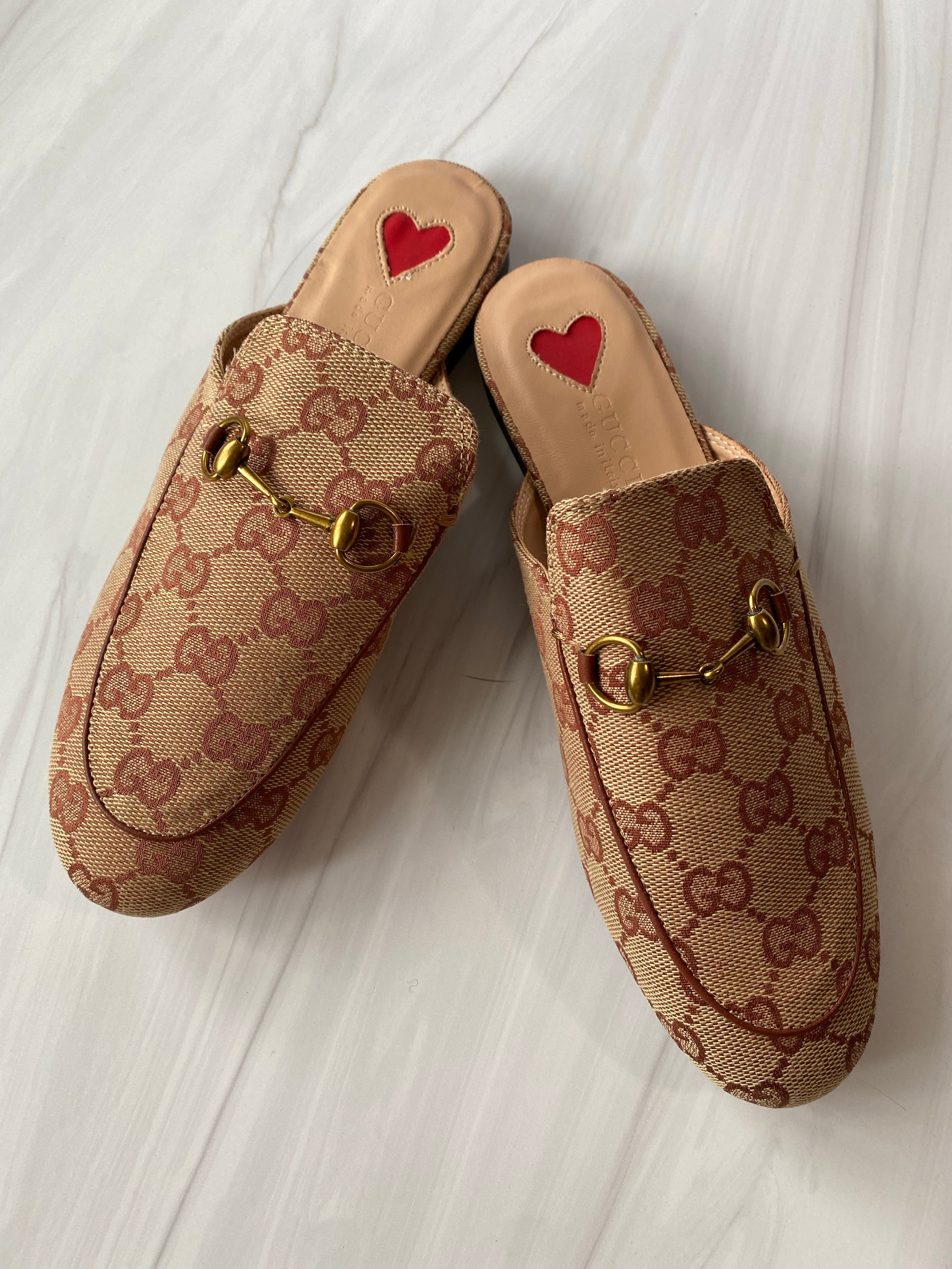 [TOP] GUCC! Princetown Canvas Mules Sandals - Brown - Gucci