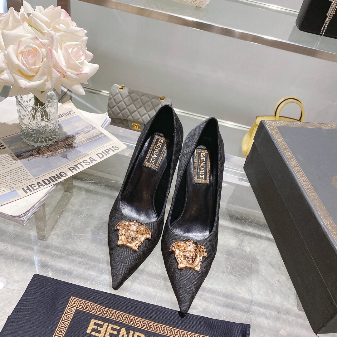 [TOP] FNDI Fendi & Versace High Heel - Black - Fendi