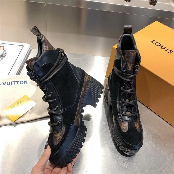 [TOP] L&V L*V Laureate Platform Desert Boots - Black - LV Louis Vuitton