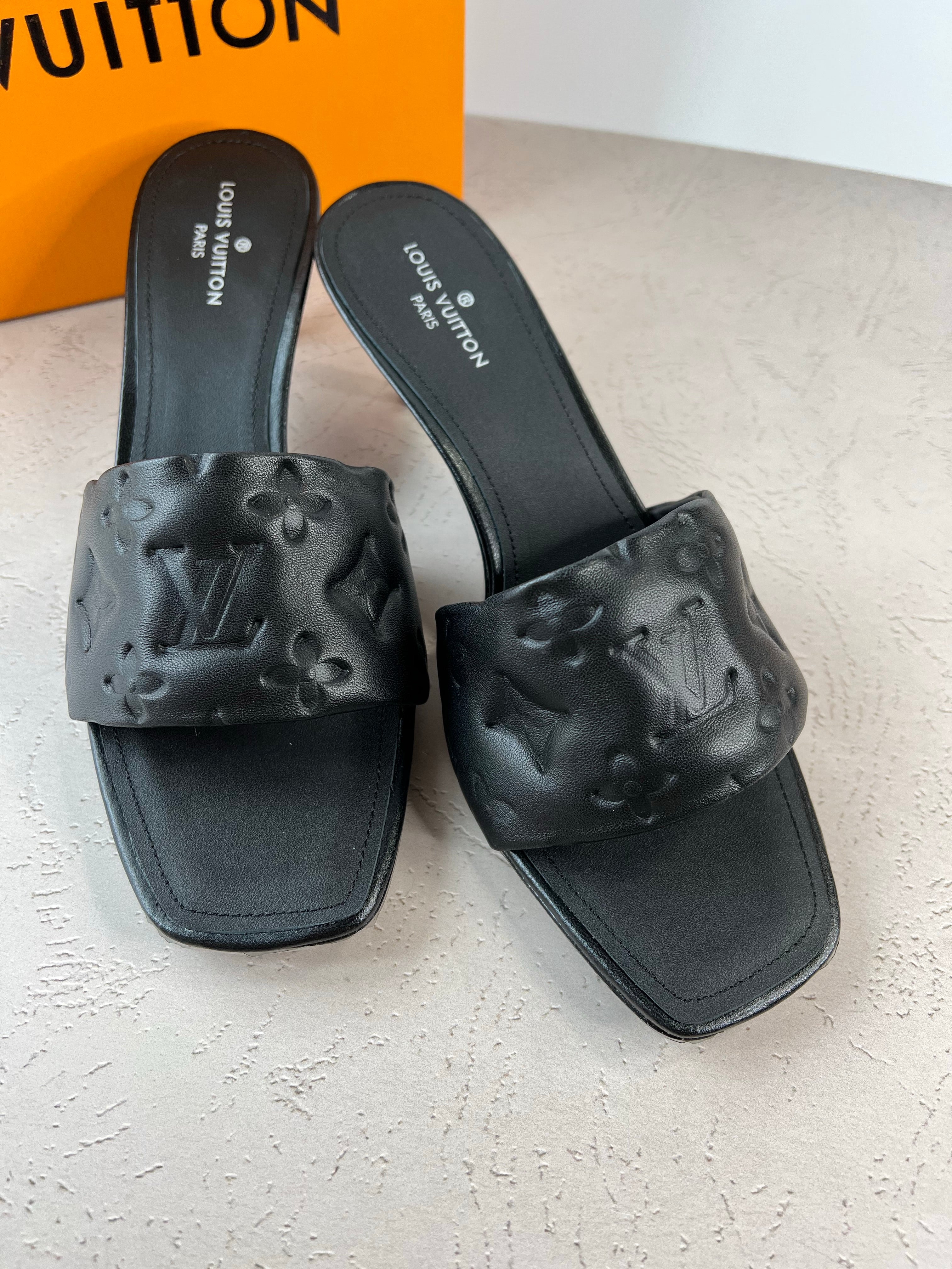 [TOP] L&V L*V Empreinte High Heels Sandals - Black - LV Louis Vuitton