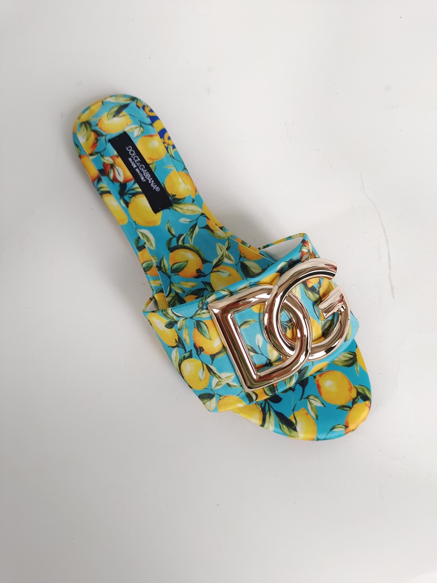 [TOP] D^G Slides Leather - Blue and Yellow Lemons - Dolce&Gabbana