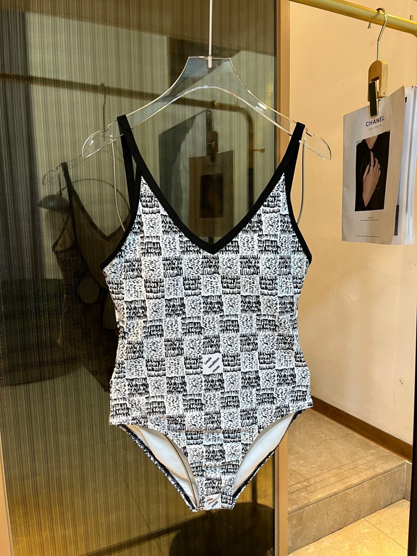 [TOP] L&V Plaid One-Piece Swimsuits LV Louis Vuitton