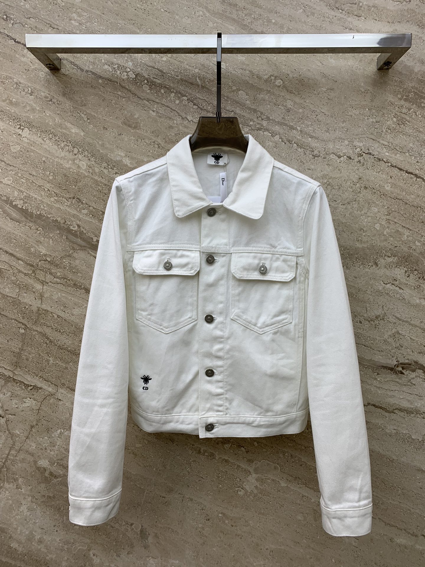 [TOP] D!or Printed Denim Jacket -White - Dior