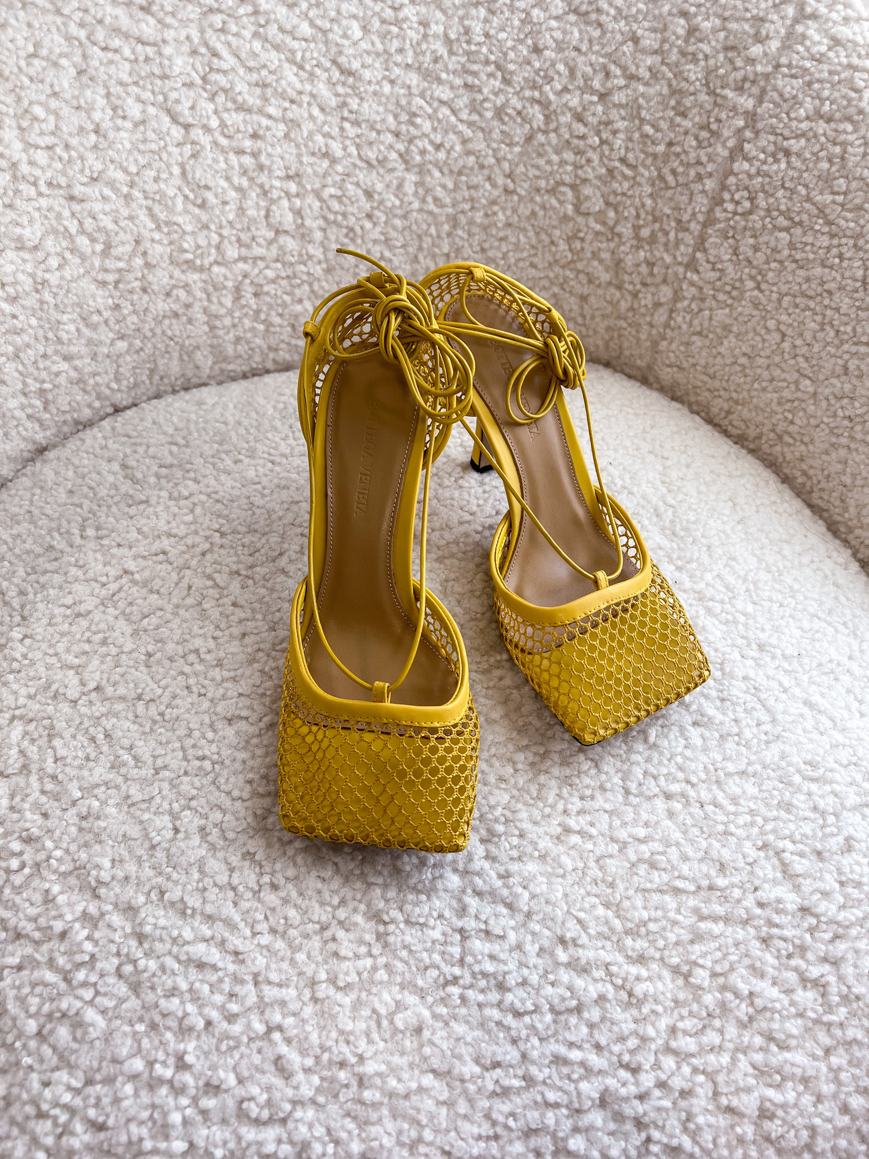[TOP] B&V B*V Stretching High Heel Sandals - Yellow - Bottega Veneta