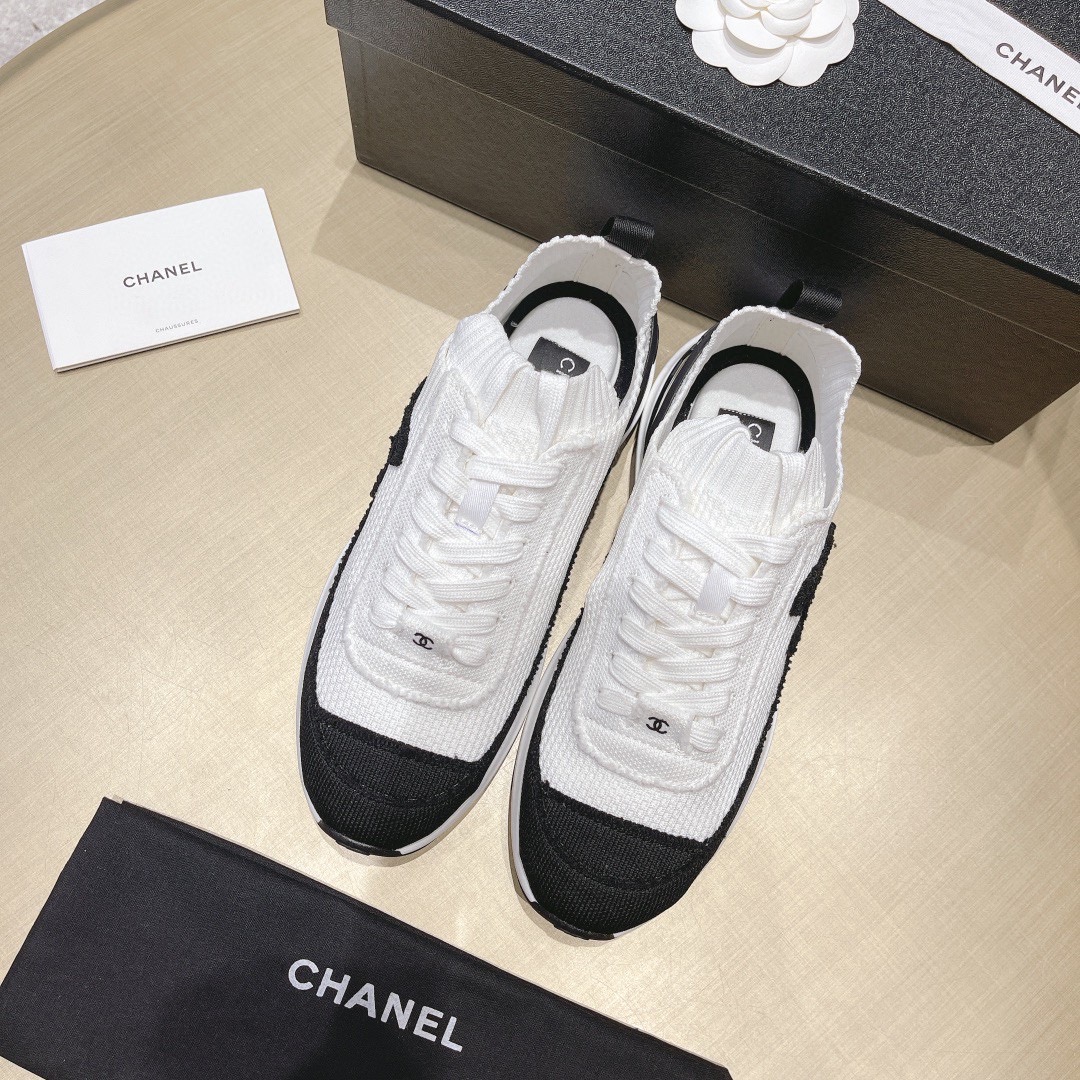 [TOP] CH@NEL Sneaker - White & Black - Chanel